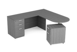 L-shaped grey modular desk